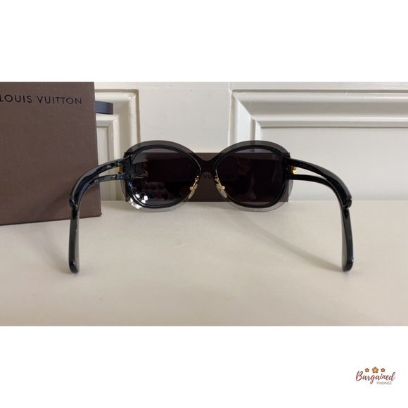 Authentic LOUIS VUITTON Black Acetate Flore Carre LV Logo Sunglasses Z0453U - Picture 3 of 12